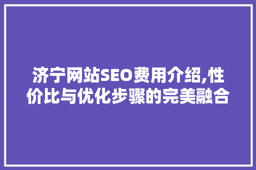 济宁网站SEO费用介绍,性价比与优化步骤的完美融合