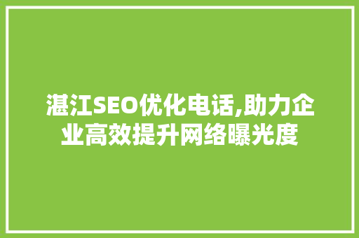 湛江SEO优化电话,助力企业高效提升网络曝光度