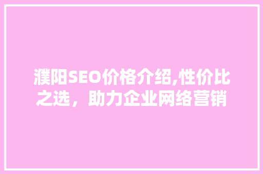 濮阳SEO价格介绍,性价比之选，助力企业网络营销