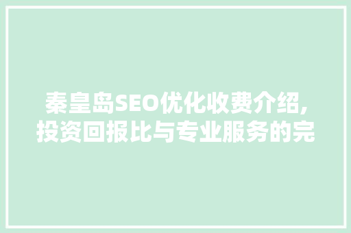 秦皇岛SEO优化收费介绍,投资回报比与专业服务的完美融合  第1张