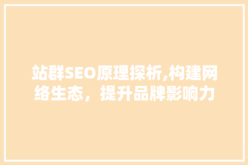 站群SEO原理探析,构建网络生态，提升品牌影响力