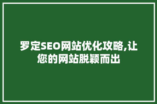 罗定SEO网站优化攻略,让您的网站脱颖而出