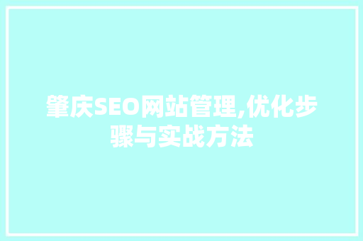 肇庆SEO网站管理,优化步骤与实战方法