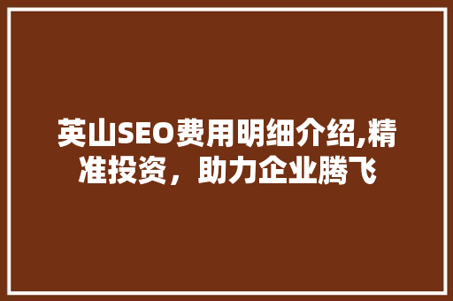 英山SEO费用明细介绍,精准投资，助力企业腾飞  第1张