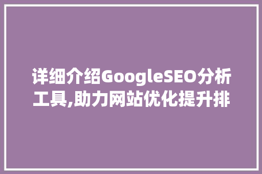 详细介绍GoogleSEO分析工具,助力网站优化提升排名