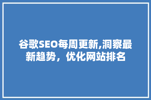 谷歌SEO每周更新,洞察最新趋势，优化网站排名  第1张