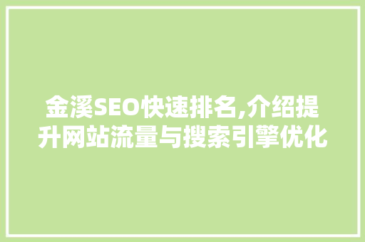 金溪SEO快速排名,介绍提升网站流量与搜索引擎优化之路  第1张