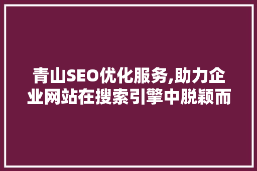 青山SEO优化服务,助力企业网站在搜索引擎中脱颖而出  第1张