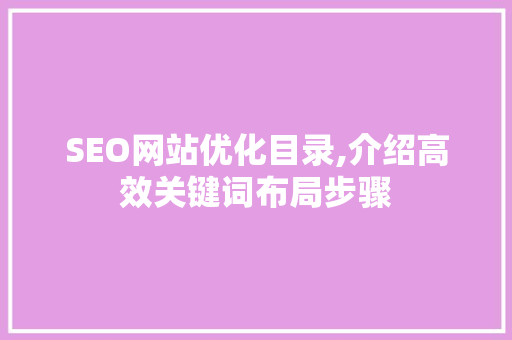 SEO网站优化目录,介绍高效关键词布局步骤