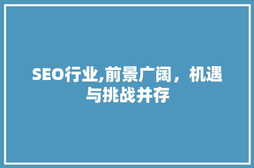 SEO行业,前景广阔，机遇与挑战并存