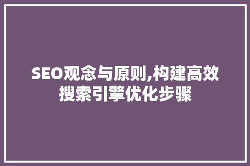 SEO观念与原则,构建高效搜索引擎优化步骤