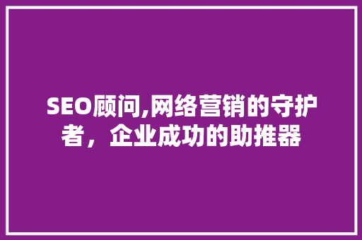 SEO顾问,网络营销的守护者，企业成功的助推器