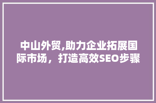 中山外贸,助力企业拓展国际市场，打造高效SEO步骤