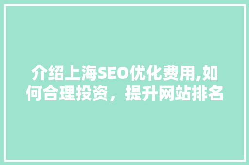 介绍上海SEO优化费用,如何合理投资，提升网站排名