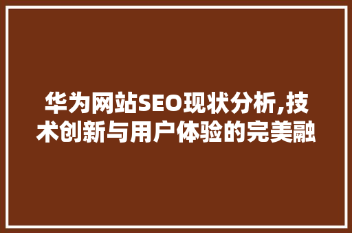 华为网站SEO现状分析,技术创新与用户体验的完美融合