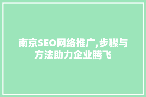 南京SEO网络推广,步骤与方法助力企业腾飞