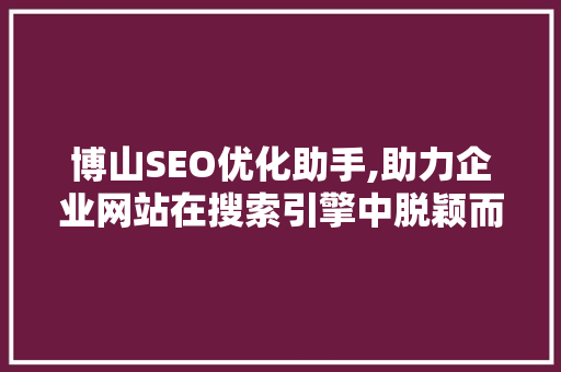 博山SEO优化助手,助力企业网站在搜索引擎中脱颖而出