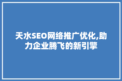 天水SEO网络推广优化,助力企业腾飞的新引擎