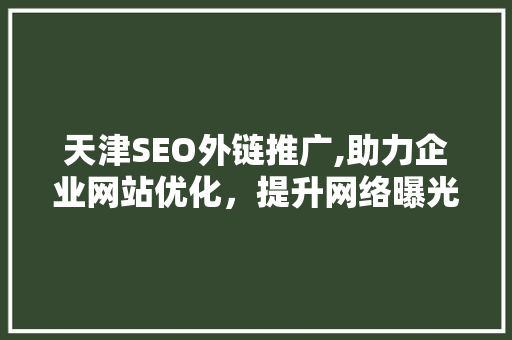 天津SEO外链推广,助力企业网站优化，提升网络曝光度