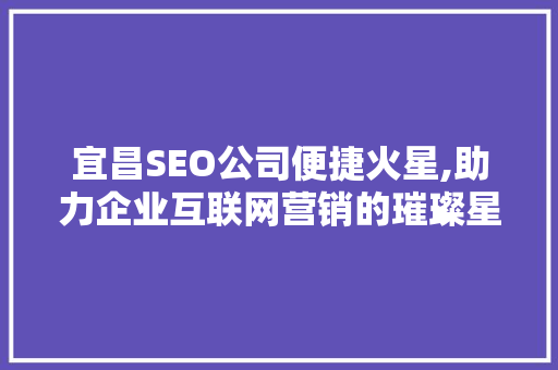 宜昌SEO公司便捷火星,助力企业互联网营销的璀璨星火
