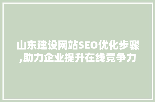 山东建设网站SEO优化步骤,助力企业提升在线竞争力