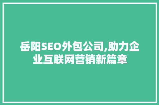 岳阳SEO外包公司,助力企业互联网营销新篇章  第1张