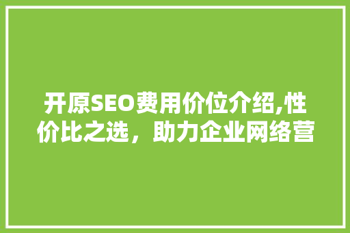 开原SEO费用价位介绍,性价比之选，助力企业网络营销