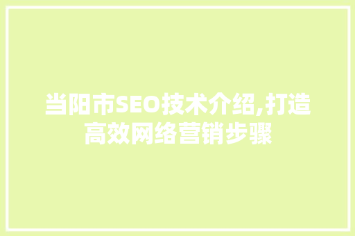 当阳市SEO技术介绍,打造高效网络营销步骤