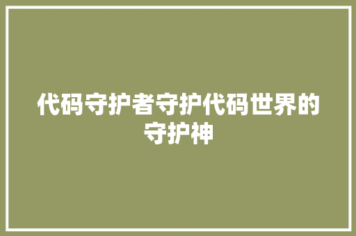 代码守护者守护代码世界的守护神