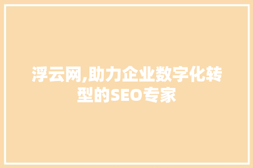 浮云网,助力企业数字化转型的SEO专家  第1张