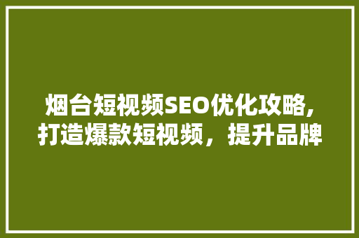 烟台短视频SEO优化攻略,打造爆款短视频，提升品牌影响力