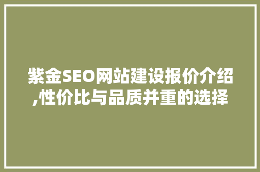 紫金SEO网站建设报价介绍,性价比与品质并重的选择之路