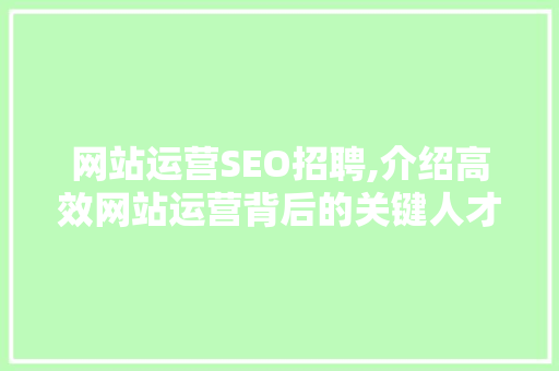 网站运营SEO招聘,介绍高效网站运营背后的关键人才