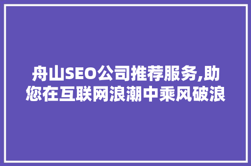 舟山SEO公司推荐服务,助您在互联网浪潮中乘风破浪