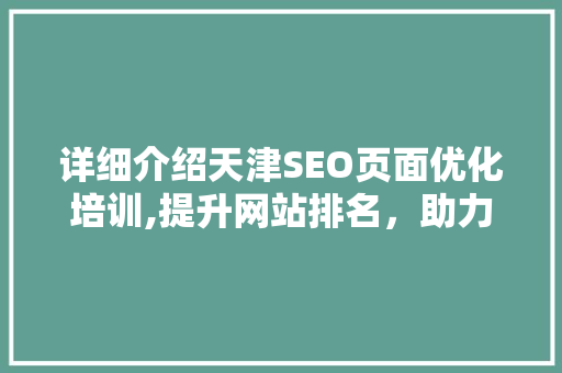 详细介绍天津SEO页面优化培训,提升网站排名，助力企业腾飞