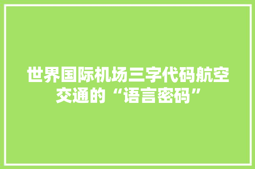 世界国际机场三字代码航空交通的“语言密码”