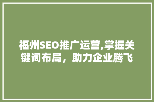 福州SEO推广运营,掌握关键词布局，助力企业腾飞