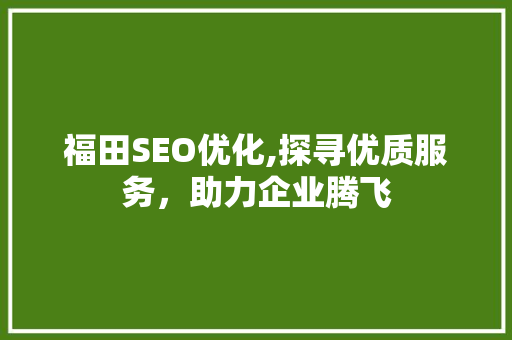 福田SEO优化,探寻优质服务，助力企业腾飞