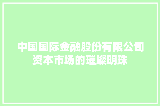 中国国际金融股份有限公司资本市场的璀璨明珠