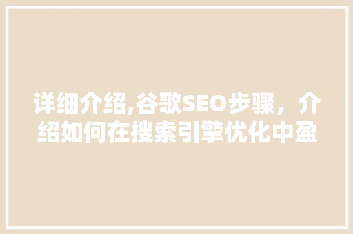 详细介绍,谷歌SEO步骤，介绍如何在搜索引擎优化中盈利