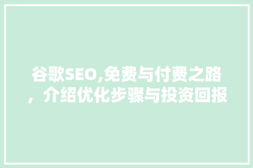 谷歌SEO,免费与付费之路，介绍优化步骤与投资回报