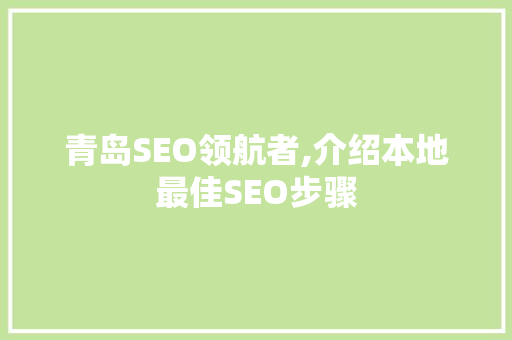 青岛SEO领航者,介绍本地最佳SEO步骤