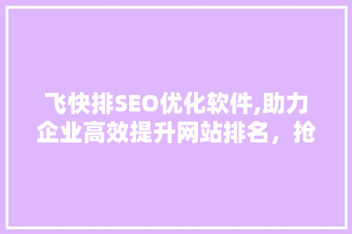 飞快排SEO优化软件,助力企业高效提升网站排名，抢占互联网市场先机  第1张