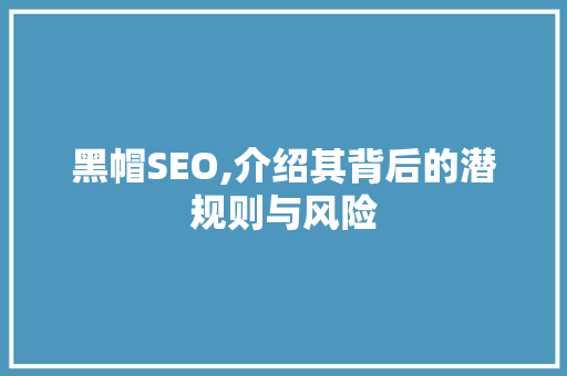 黑帽SEO,介绍其背后的潜规则与风险