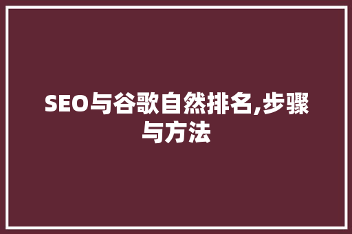 SEO与谷歌自然排名,步骤与方法