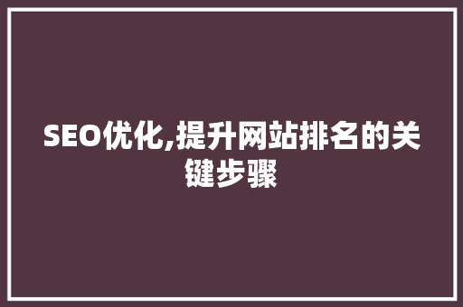 SEO优化,提升网站排名的关键步骤