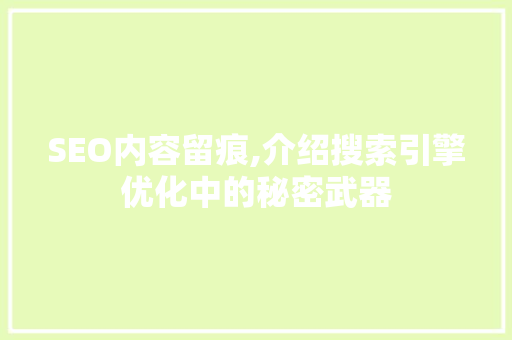 SEO内容留痕,介绍搜索引擎优化中的秘密武器