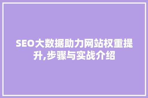 SEO大数据助力网站权重提升,步骤与实战介绍