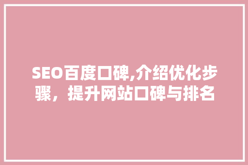 SEO百度口碑,介绍优化步骤，提升网站口碑与排名