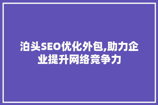 泊头SEO优化外包,助力企业提升网络竞争力  第1张